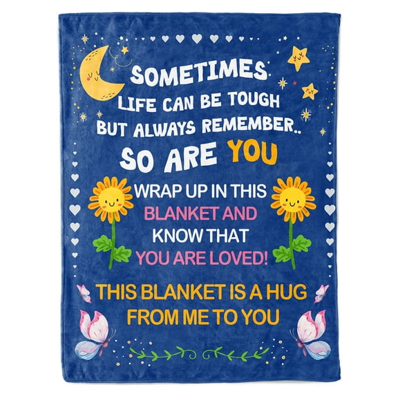 HiiKaa Get Well Gift for Women & Men,Super Soft Throw Blanket with Inspirational Words,Healing Comforting Gift for Cancer Patients & Others During Hard Times,50"x60",Navy