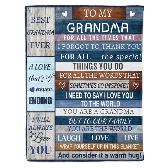 HiiKaa Grandma Blanket,Gifts for Grandma Christmas Birthday Retirement,to My Grandma Flannel Throw Blankets 50"X 60",Brown Blue