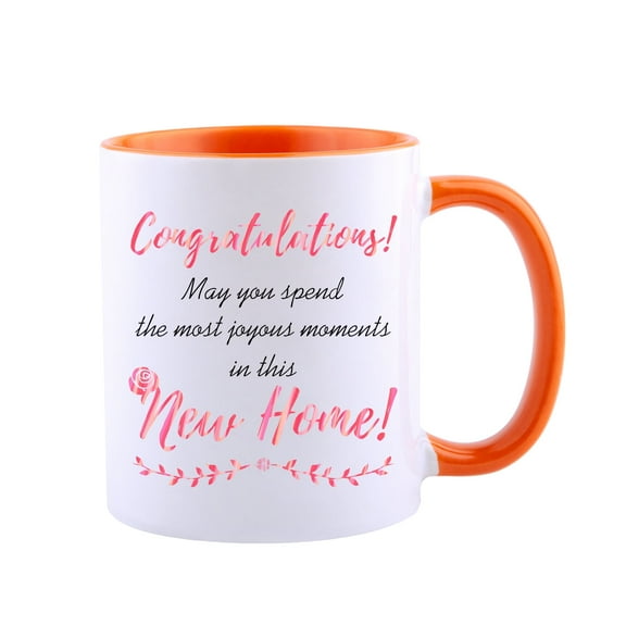 HiiKaa House Warming Gifts for New Home,11oz Housewarming Coffee Mug,Closing Gifts for Home Buyers Homeowner,Welcome First Time Home Gift Ideas,Orange