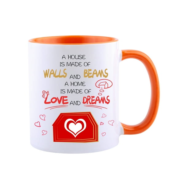 HiiKaa Housewarming Gifts for Men Women,First Home House Gifts For New Home Owner,First Time Housewarming Gift Ideas,Funny 11 oz Coffee Cup,Orange