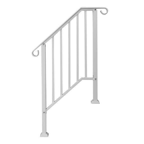 HiiKaa Matte Black Outdoor 4 Level Iron Handrail,Heavy Duty Galvanized Iron Rail for 4 or 5 Steps,Powder Coated Rust Proof, Stronger with Installation Kit for Garden,Porch,Concrete Steps