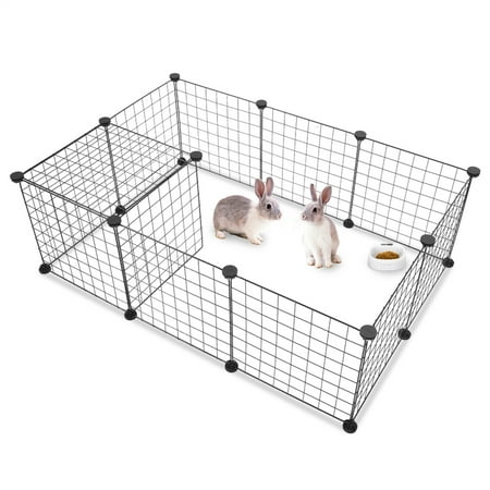 HiiKaa Pet Playpen,12 Panels 14 inch Portable Metal Wire Yard Fence Cage Kennel for Small Animals,Guinea Pigs, Rabbits