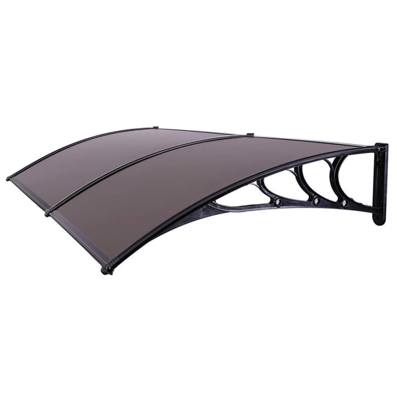 HiiKaa Polycarbonate Window Door Awning Canopy Brown with Black Bracket 38in x 80in,Brown & Black