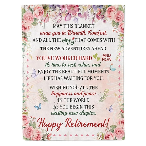 HiiKaa Retirement Gift for Woman,Best Retirement Gifts for Women Men 2025,Happy Retirement Gifts for Women Mom Teacher Nurse Coworkers,Retirement Party Decorations Blanket 50"X60",Pink
