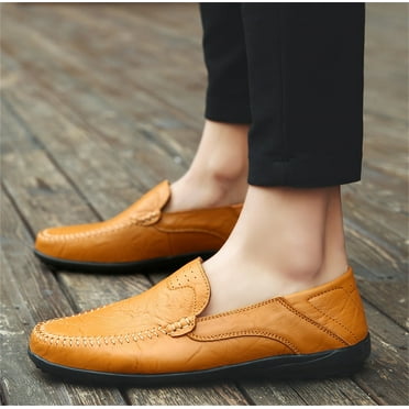 Linenghs Men's Casual Leather Fashion Boat Shoes - Walmart.com