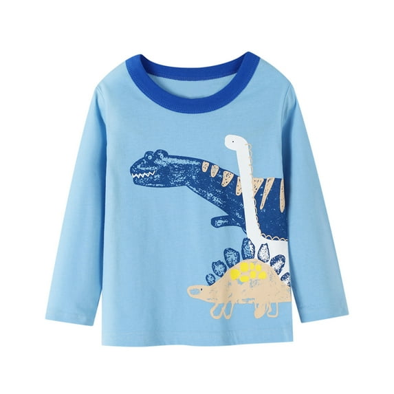 Hiijoy 3-Pack Toddler Boy's Long Sleeve T-Shirt Cartoon Dinosaur Print Pullover T Shirt