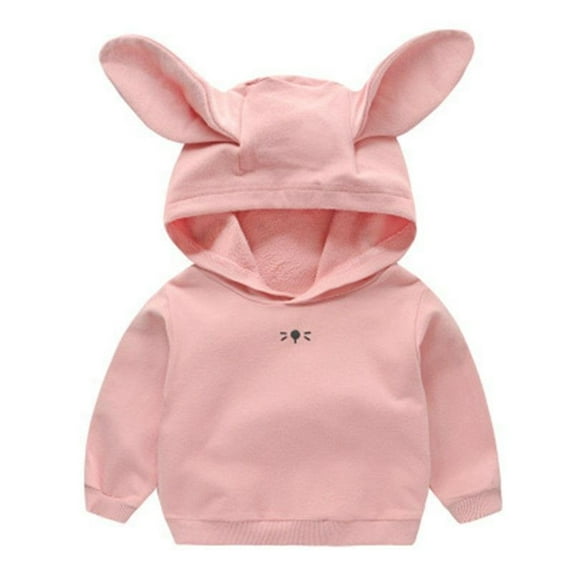 Hiijoy Baby Boys Cute Rabbit Ear Hoodie Solid Color Cotton Pullover Hooded Sweatshirt