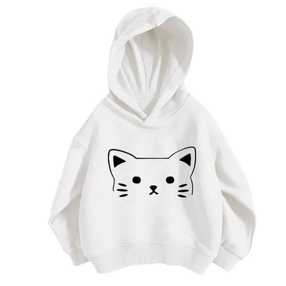 Hiijoy Baby Girls Hoodie Cute Cartoon Cat Hooded Sweatshirt Casual Loose Pullover Hoody