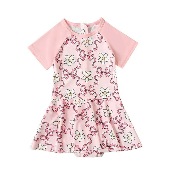 Hiijoy Baby Girls One-Piece Swimsuit UPF 50+ Swimwear Bathing Suit Cute Swim Dress, Sizes 12M-5T