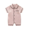 thumbnail image 1 of Hiijoy Baby Short Sleeved Onesies Pajama Sleepwear Solid Button Jumpsuit Romper Homewear, 1 of 4