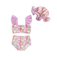 thumbnail image 1 of Hiijoy Baby Swimwear Set Girls Bikini Swimsuit with Hat Bathing Suit, 3-Piece, 1 of 3