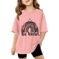 thumbnail image 1 of Hiijoy "Be Kind" Theme Graphic Tee for Girls Loose Short Sleeve Round Neck T-Shirt, 1 of 5
