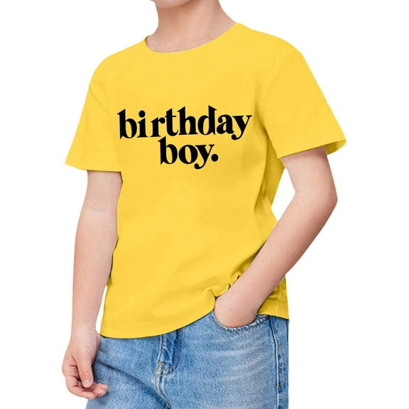 Hiijoy Big Boy's Birthday T-Shirt Letter Print Short Sleeve T Shirt Casual Summer Tee