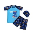 thumbnail image 1 of Hiijoy Big Boys 3-Piece Swimsuit Short Sleeve Rash Guards Shorts Hat Quick Drying Bathing Suit, Sizes 2-12, 1 of 8