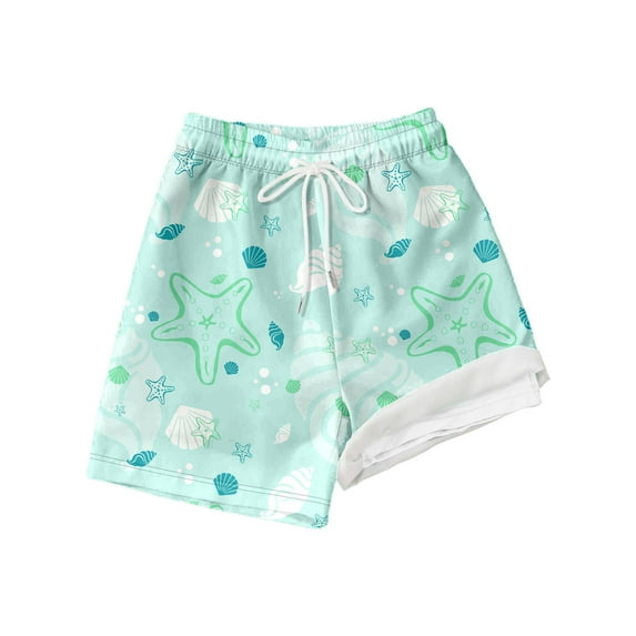 Hiijoy Big Boys Beach Swim Trunks Compression Liner Print Quick Drying Board Shorts, Sizes 7-8Y