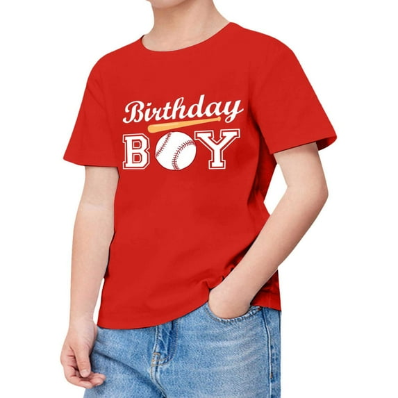 Hiijoy Big Boys Birthday Day T Shirt Letter Print Short Sleeve Tshirt Kids Graphic Tee