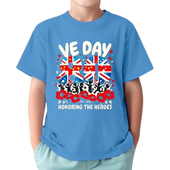 Hiijoy Big Boys British Flag Graphic Tee Short Sleeve Crewneck T Shirt, Sizes 1-13