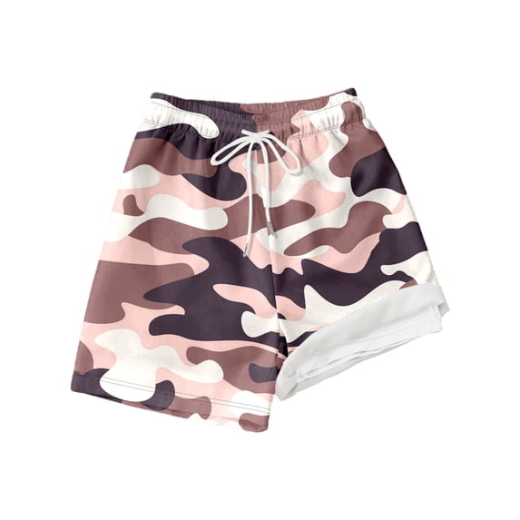 Hiijoy Big Boys Camo Swim Trunks with Compression Liner Beach Shorts, Sizes 10-12Y