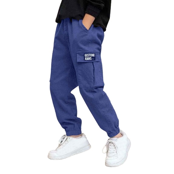 Hiijoy Big Boys Cargo Pants Hop Elastic Waist Active Trousers, Sizes 8-9Y