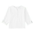 thumbnail image 1 of Hiijoy Big Boys Cotton Linen Henley T-Shirt 3/4 Sleeve Solid Color Casual T Shirt, 1 of 6
