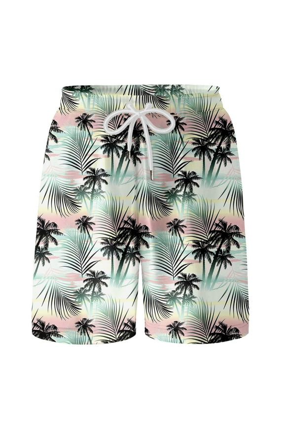 Big Boys Hawaii Beach Shorts Coconut Tree Prints Active Pull-On Shorts, Sizes 10-12Y