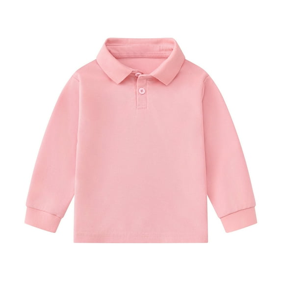 Hiijoy Big Boys Long Sleeve Casual Polo Shirt Solid Color School Uniform Tops Undershirt