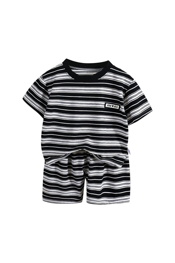 Big Boys Outfits Casual Striped Short Sleeve T-Shirt and Shorts Set for Child
