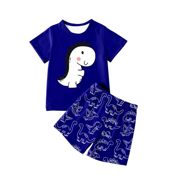 Hiijoy Big Boys Outfits Dinosaur Print Short Sleeve T-Shirt Shorts Set, Sizes 11-12Y