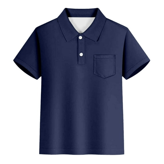 Hiijoy Big Boys Pocket Polo Shirt Solid Color Short Sleeve T-Shirt, Sizes 3-14