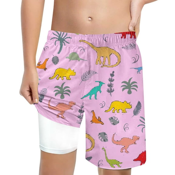 Hiijoy Big Boys Quick Dry Swim Trunks with Compression Liner Board Shorts