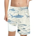 thumbnail image 1 of Hiijoy Big Boys Shark Print Quick Drying Swim Trunks with Compression Liner, 1 of 4