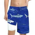 thumbnail image 1 of Hiijoy Big Boys Shark Print Quick Drying Swim Trunks with Compression Liner, 1 of 4