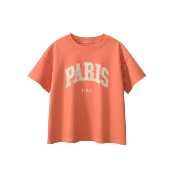 Hiijoy Big Boys Summer T Shirt Paris Printed Short Sleeve Casual T-Shirt, Sizes 4-11