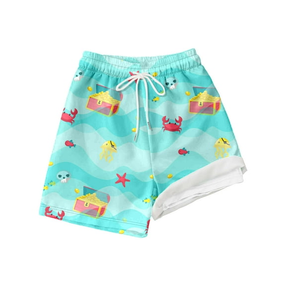 Hiijoy Big Boys Swimming Trunks Compression Liner Stretch Beach Shorts, Sizes 10-12Y