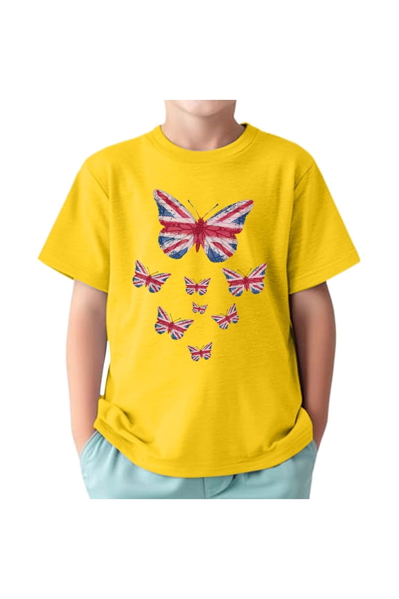 Big Boys T Shirt British Flag Print Short Sleeve T-Shirt Summer Casual Tshirt