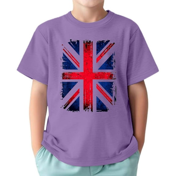Hiijoy Big Boys T-Shirt British Flag Printed Short Sleeve T Shirt Summer Casual Tshirt