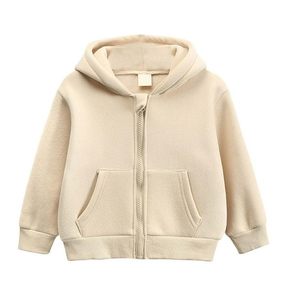 Hiijoy Big Boys Zip Up Hoodie Solid Color Hooded Sweatshirt Long Sleeve Outerwear, Sizes 7-8Y