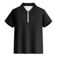 thumbnail image 1 of Hiijoy Big Boys Zipper Polo Shirt Solid Color Short Sleeve T-Shirt Summer Casual Tshirt, 1 of 3