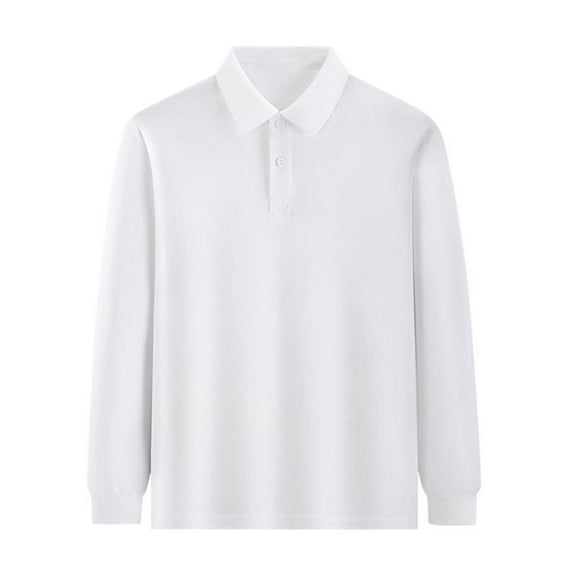 Hiijoy Big Girl Long Sleeve Polo Shirt School Uniform Unisex Solid T-Shirt, Sizes 5-12