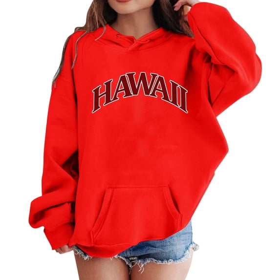 Hiijoy Big Girl's Hoodie Hawaii Print Hooded Sweatshirt Casual Sports Pullover Hoodies