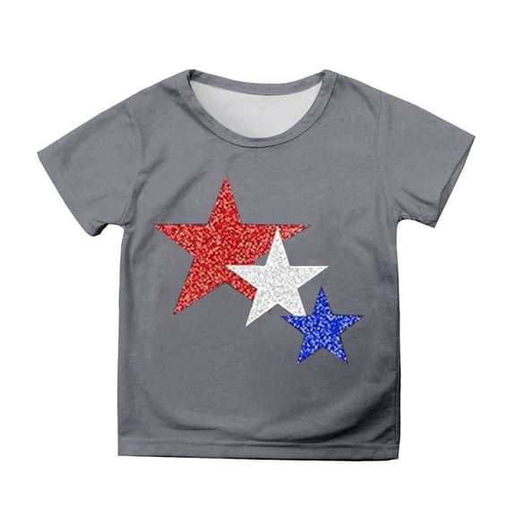 Hiijoy Big Girl's Independence Day Tshirt Short Sleeve 4th of July T-Shirt, Sizes 3-13