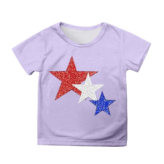 Hiijoy Big Girl's Independence Day Tshirt Short Sleeve 4th of July T-Shirt, Sizes 3-13