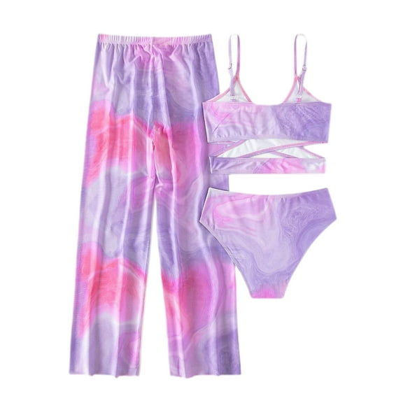 Hiijoy Big Girls 3-Piece Swimsuit Bikini Set with Pants Swimwear Outfits