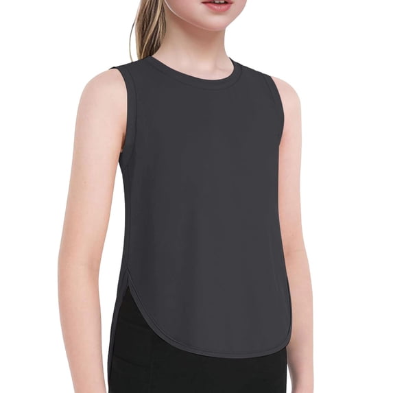Hiijoy Big Girls Athletic Tank Top Quick Drying Solid Sleeveless Tops, Sizes 11-12Y
