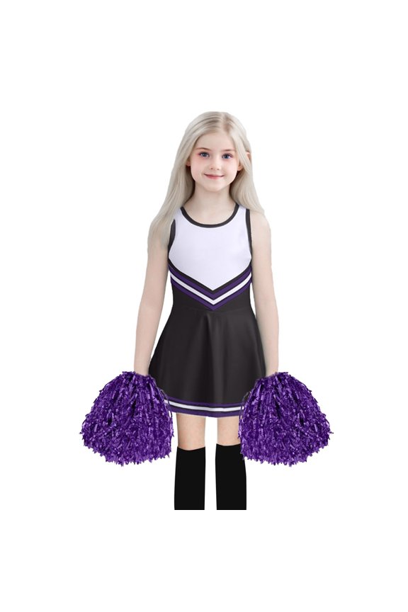 Big Girls Cheerleading Outfits Active Sleeveless Dress Handball Stocking 3Pcs Set, Sizes 7-8Y