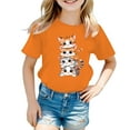 thumbnail image 1 of Hiijoy Big Girls Cute Graphic T-Shirt Cartoon Cat Print Short Sleeve T Shirt, Sizes 3-12, 1 of 4