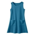 thumbnail image 1 of Hiijoy Big Girls Eyelet Tank Dress Sleeveless Solid Color Pocket Dress, Sizes 3-14, 1 of 5