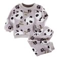 thumbnail image 1 of Hiijoy Big Girls Flannel Pajamas Cartoon Print Long Sleeve Pullover Top Pants Homewear, 1 of 3