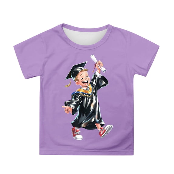 Hiijoy Big Girls Graduation Graphic Tee Cartoon Short Sleeve Crew T-Shirt, Sizes 3-13