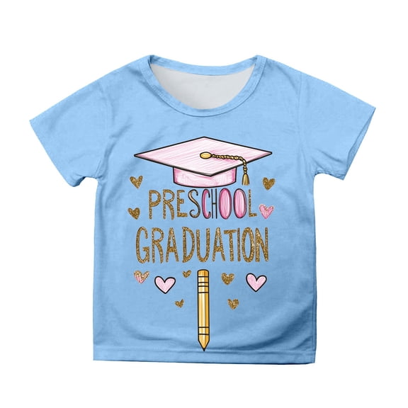 Hiijoy Big Girls Graduation Graphic Tee Short Sleeve Round Neck T-Shirt, Sizes 3-13